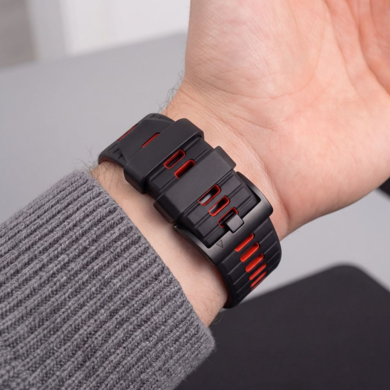 Correa para reloj Tech-Protect Iconband Pro para Garmin Fenix 5X / 5X Plus / 6X / 6X Pro / 7X / 8 / 8 Pro / 9 / 9 Pro (47 mm), negra / roja
