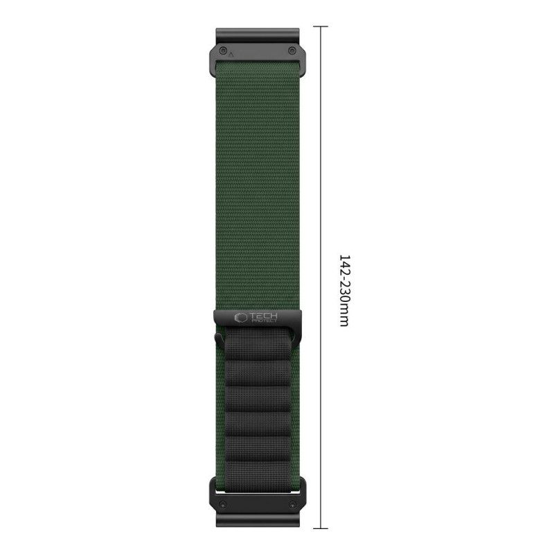 Correa para reloj Tech-Protect Nylon Pro THP6034 para Garmin Fenix 5X / 5X Plus / 6X / 6X Pro / 7X / 8 / 8 Pro / 9 / 9 Pro (51 mm), verde / negro
