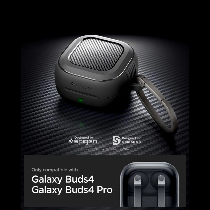 Funda Spigen Rugged Armor para Samsung Galaxy Buds 4 / 4 Pro, negro mate
