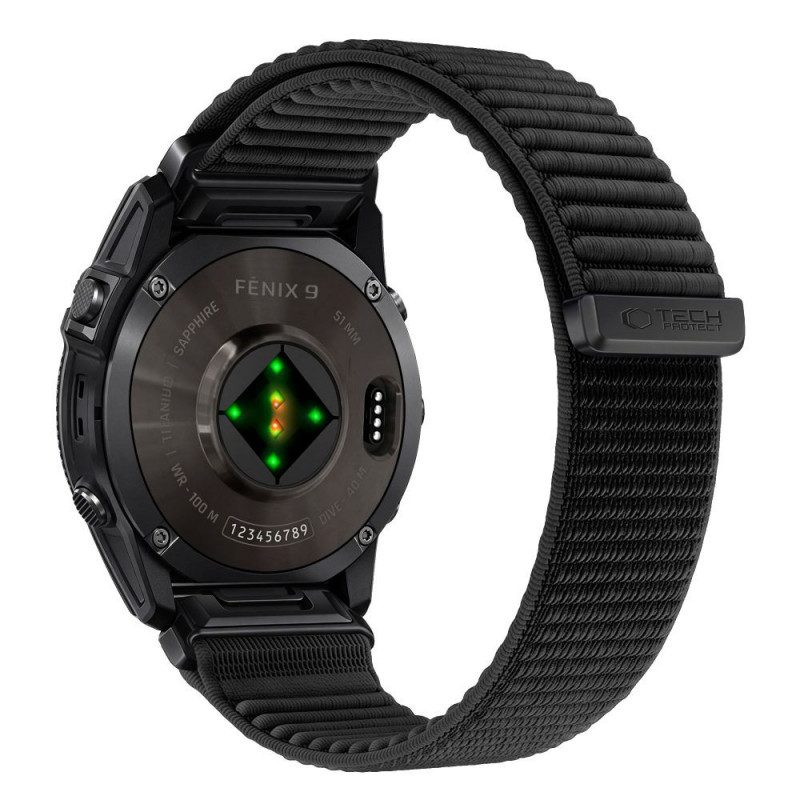 Correa de reloj Tech-Protect NylonLoop THP6104 para Garmin Fenix 5X / 5X Plus / 6X / 6X Pro / 7X / 8 / 8 Pro / 9 / 9 Pro (51 mm), negra