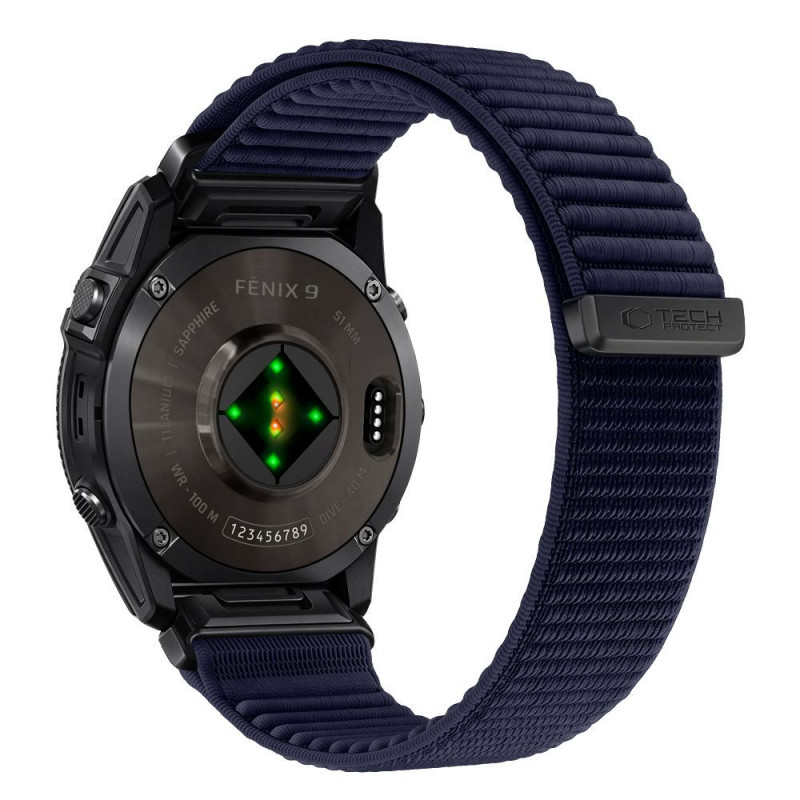 Correa de reloj Tech-Protect NylonLoop THP6105 para Garmin Fenix 5X / 5X Plus / 6X / 6X Pro / 7X / 8 / 8 Pro / 9 / 9 Pro (51 mm), azul marino