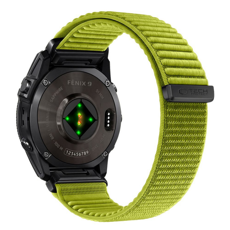 Correa de reloj Tech-Protect NylonLoop THP6106 para Garmin Fenix 5X / 5X Plus / 6X / 6X Pro / 7X / 8 / 8 Pro / 9 / 9 Pro (51 mm), lima eléctrico