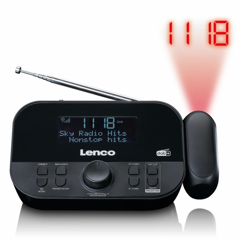 Radio despertador Lenco CR-615BK con proyección, DAB+/FM, negro