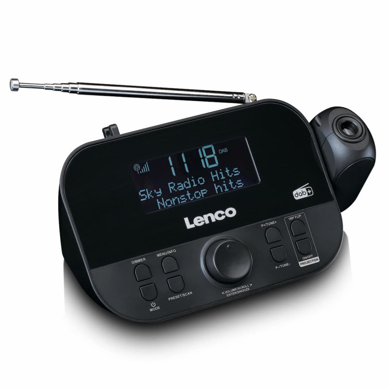 Radio despertador Lenco CR-615BK con proyección, DAB+/FM, negro