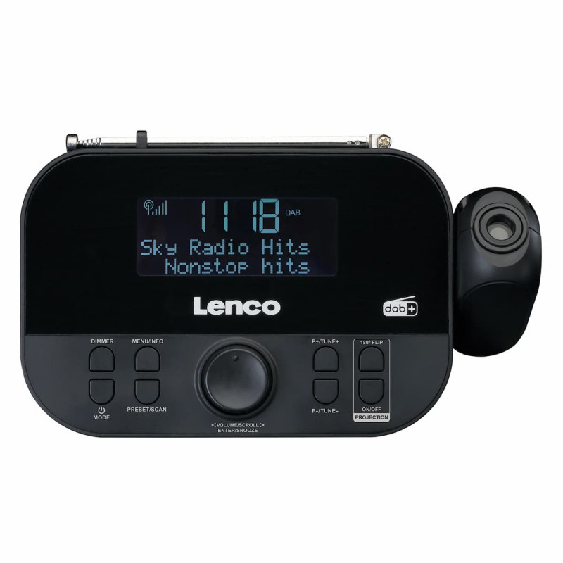 Radio despertador Lenco CR-615BK con proyección, DAB+/FM, negro