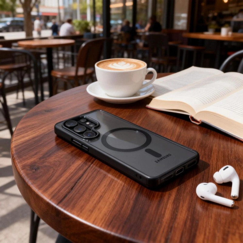 Funda MagSafe Tech-Protect Magmat para Samsung Galaxy S26 Ultra, negra/transparente