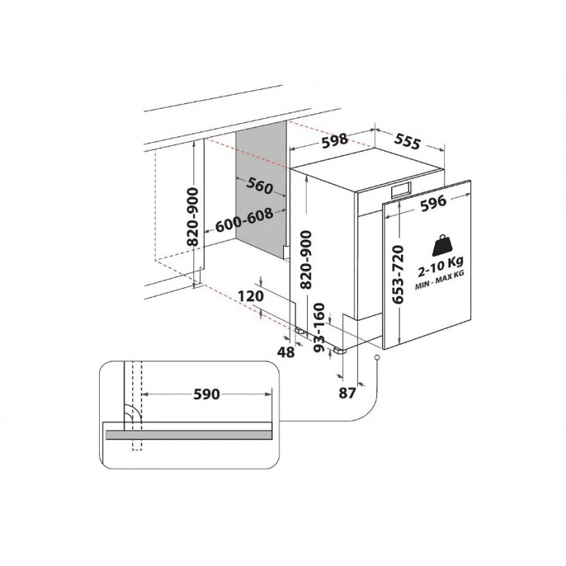 Lavavajillas integrable Whirlpool WH7ITD14C6N6, 60 cm, 46 dB, 14 cubiertos