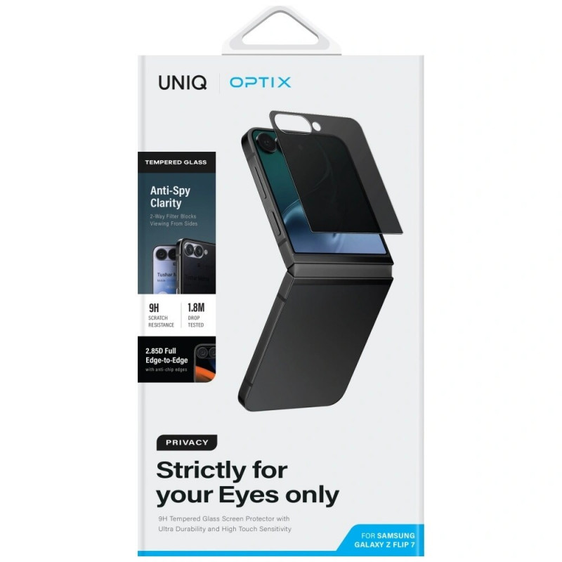 Protector de pantalla de cristal templado con privacidad UNIQ Optix Privacy para Samsung Galaxy Z Flip7