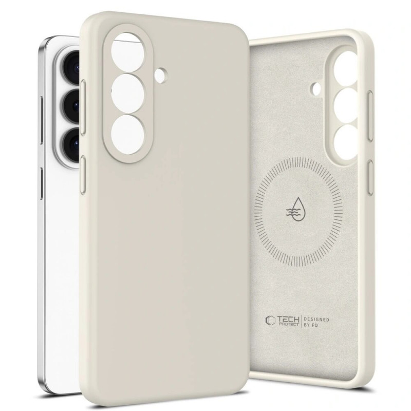 Funda de silicona MagSafe Tech-Protect para Samsung Galaxy S26+, Cosmic Latte