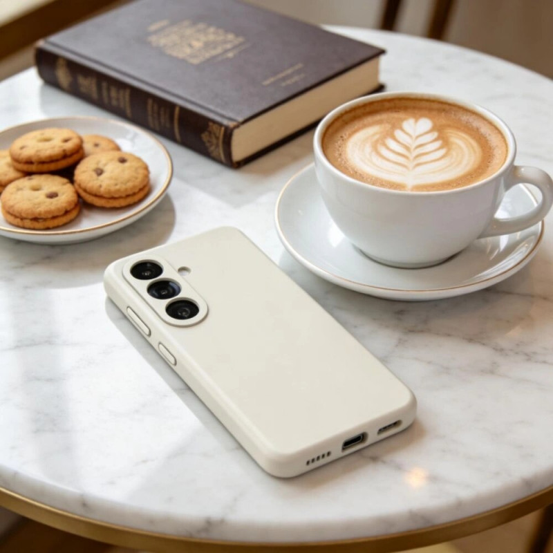 Funda de silicona MagSafe Tech-Protect para Samsung Galaxy S26+, Cosmic Latte