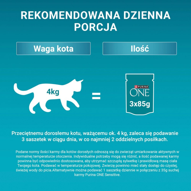 Comida para gatos sensibles Purina ONE, pollo y zanahoria, 60 x 85 g