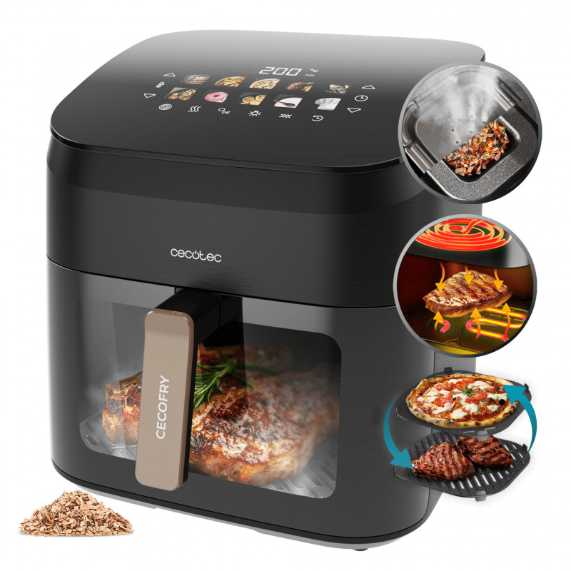 Freidora de aire Cecotec Cecofry&Grill Smokin' 8500, 8,5 L, 2200 W, negra