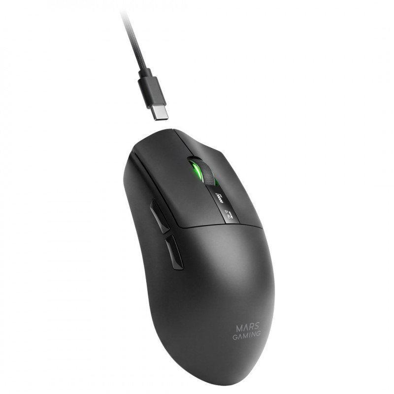 Ratón gaming inalámbrico Mars Gaming MMW-ELITE, 20000 DPI, Bluetooth 5.4, 2.4 GHz, negro