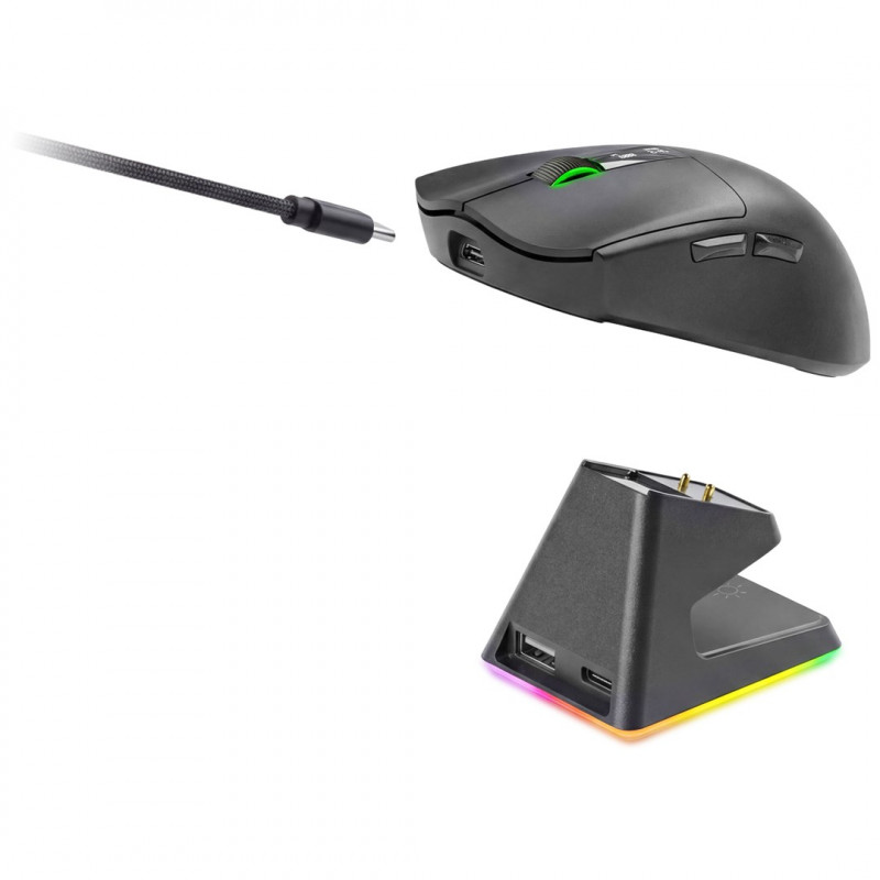 Ratón gaming inalámbrico Mars Gaming MMW-ELITE, 20000 DPI, Bluetooth 5.4, 2.4 GHz, negro