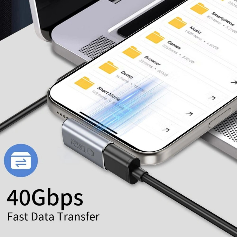 Adaptador USB-C en ángulo Tech-Protect UltraBoost AA03, gris