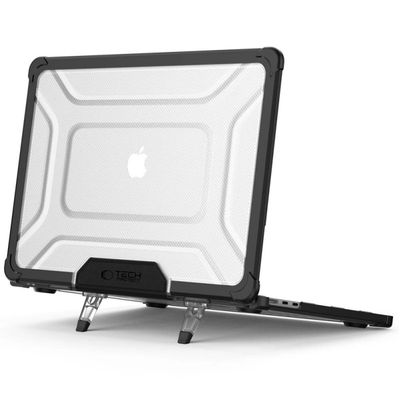 Funda Tech-Protect SmartShell Pro para Apple MacBook Air 13" (M2/M3/M4/M5) 2023-2025, negra/transparente