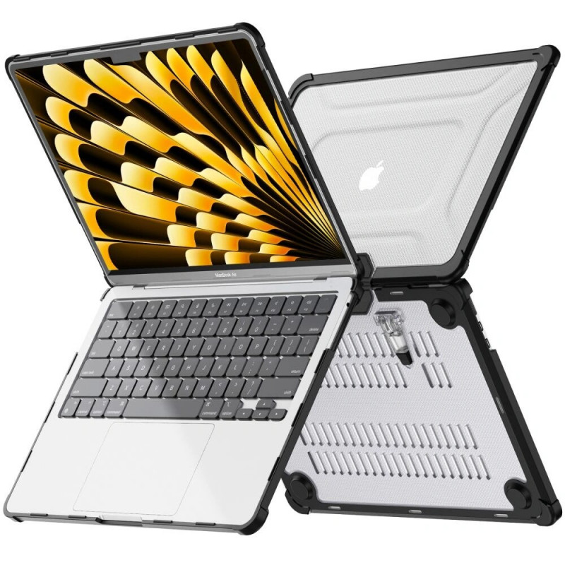 Funda Tech-Protect SmartShell Pro para Apple MacBook Air 13" (M2/M3/M4/M5) 2023-2025, negra/transparente