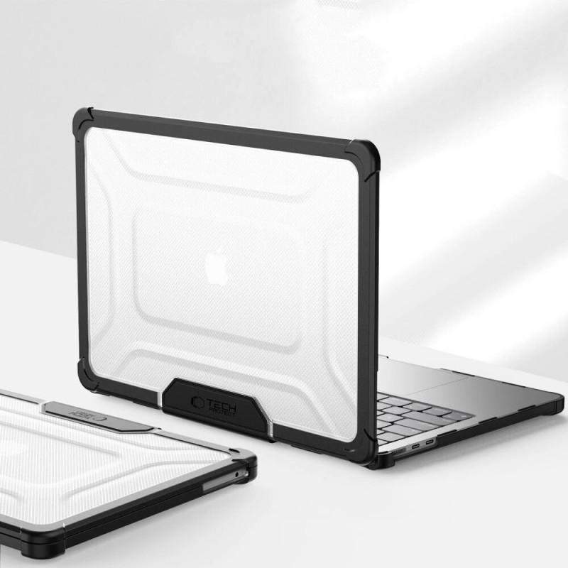 Funda Tech-Protect SmartShell Pro para Apple MacBook Air 13" (M2/M3/M4/M5) 2023-2025, negra/transparente