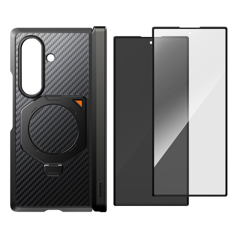 Funda Supcase UB Aero MagSafe para Samsung Galaxy Z Fold 8 Ultra con cristal templado y cristal de privacidad, negro aramida
