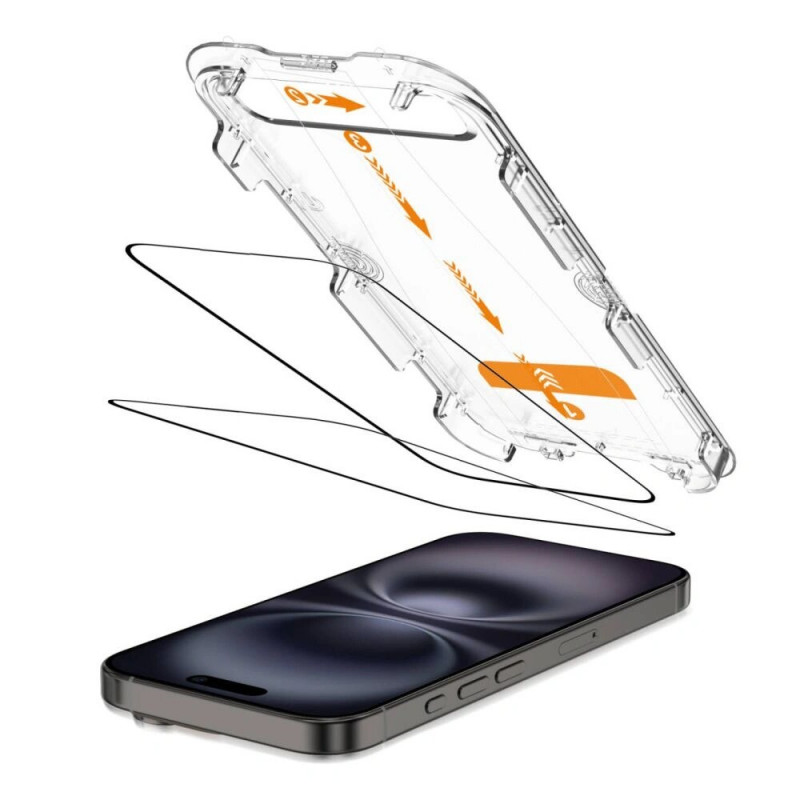 Protector de pantalla de cristal templado Tech-Protect Quick Set+ para Apple iPhone 15 / 16, negro (2 uds.)