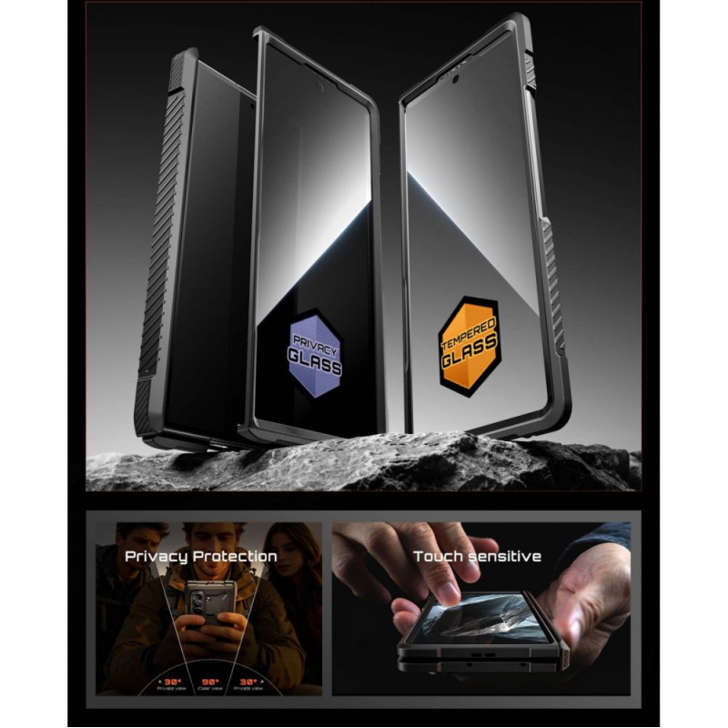 Funda Supcase UB Grip Mag MagSafe para Samsung Galaxy Z Fold 8 con cristal templado y cristal de privacidad, negra