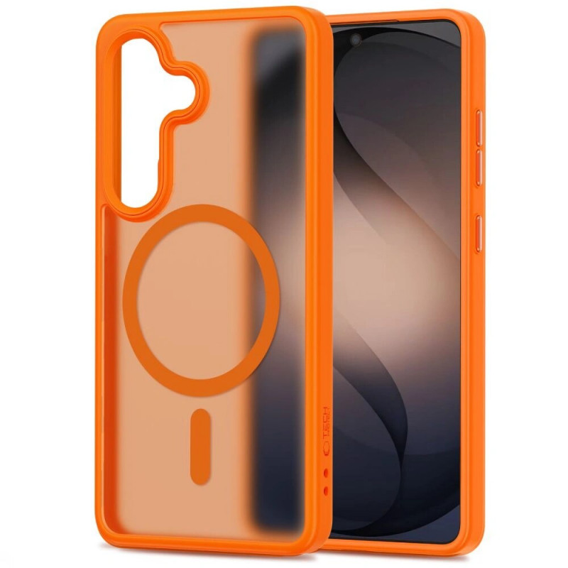 Funda MagSafe Tech-Protect Magmat para Samsung Galaxy S26, naranja mate