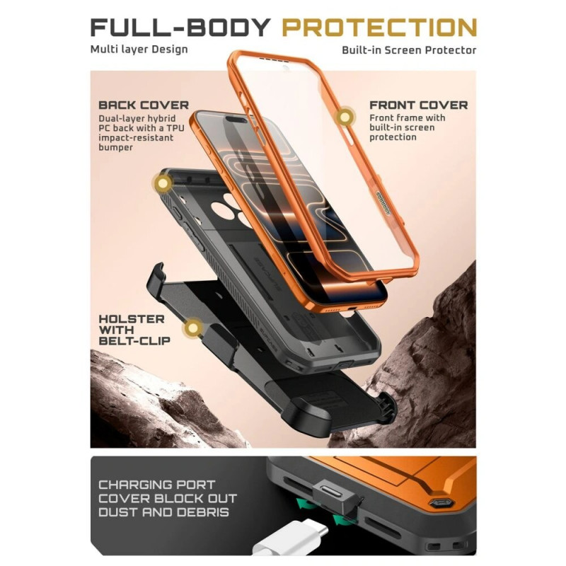 Funda Supcase Unicorn Beetle Pro para Apple iPhone 17 Pro Max, coral