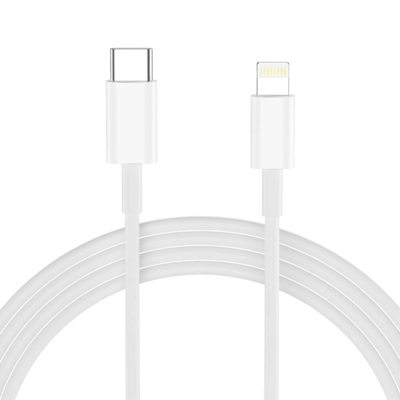 Cargador de pared Tech-Protect NC20W USB-C de 1 puerto PD 20W con cable Lightning, blanco, 100 cm