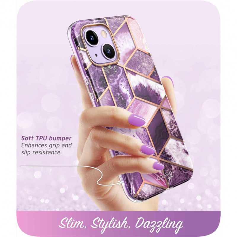 Funda Supcase Cosmo para Apple iPhone 14 Plus / 15 Plus, morado mármol