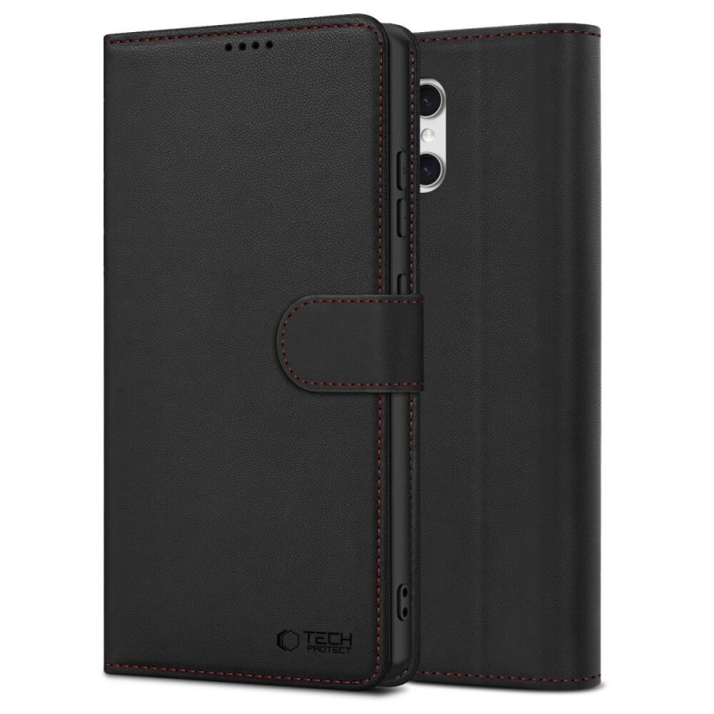 Funda cartera Tech-Protect para Samsung Galaxy A57 5G, negra/roja