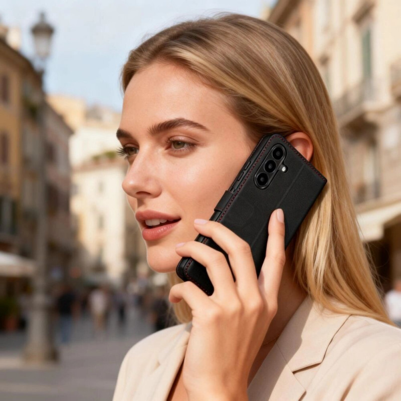 Funda cartera Tech-Protect para Samsung Galaxy A57 5G, negra/roja