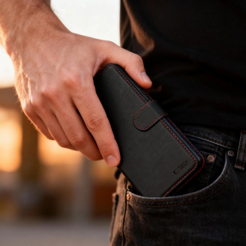 Funda cartera Tech-Protect para Samsung Galaxy A57 5G, negra/roja