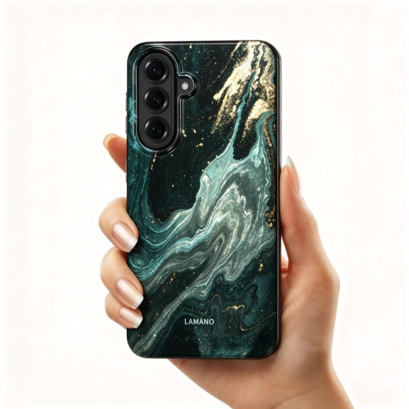 Funda Tech-Protect Lamano MagSafe para Samsung Galaxy A57 5G, negra y verde