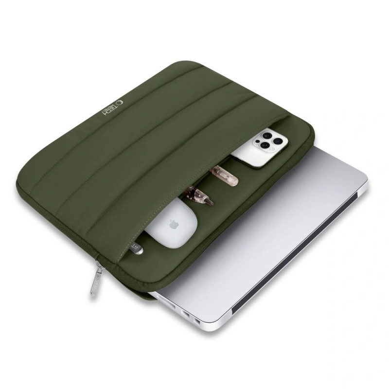 Funda para portátil Tech-Protect Fluffy 13-14" verde militar