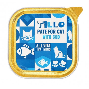 TILLO Comida húmeda para gatos en paté con bacalao, 100 g