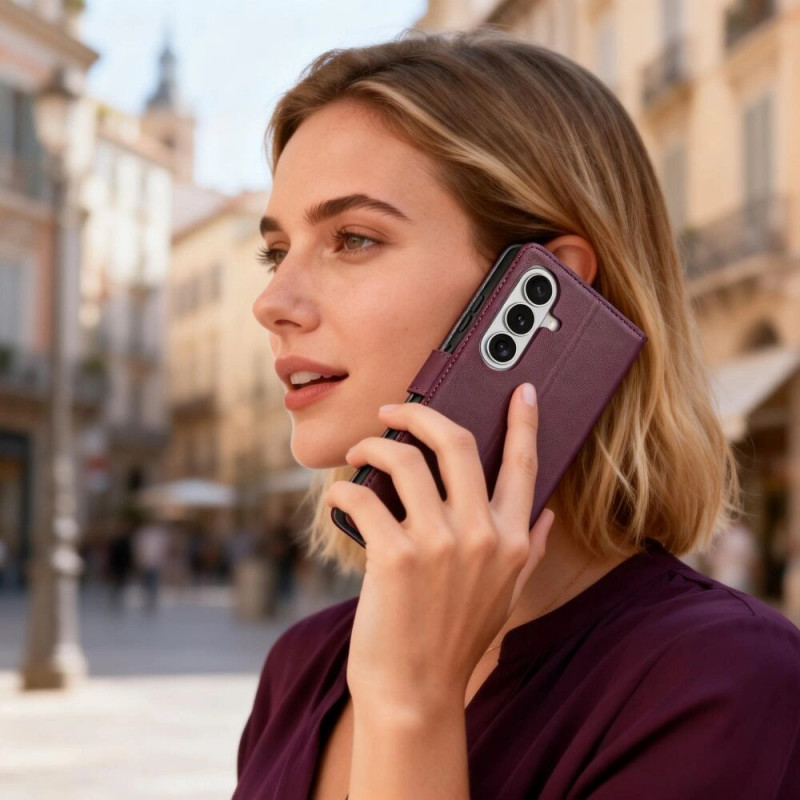 Funda cartera Tech-Protect para Samsung Galaxy A36 / A56 / A37 5G, burdeos