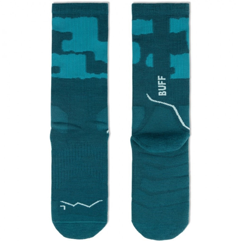 Calcetines Buff Merino MW Crew MWC2, verde azulado, L