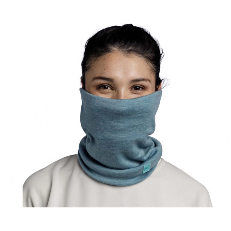 Buff Calentador de cuello multifuncional Merino Heavyweight, solid pool