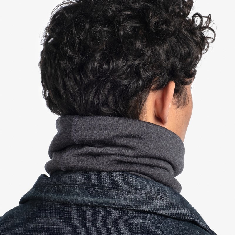 Calentador de cuello multifuncional Buff Merino Heavyweight, gris liso