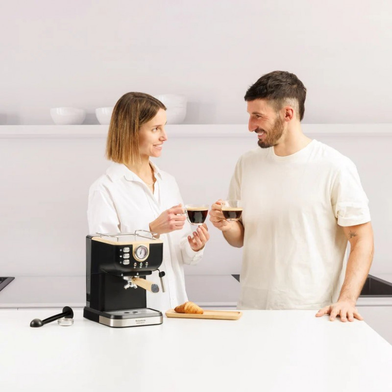 Máquina de espresso de pistón de madera Taurus Onyx Moka 1050 W 20 bar, madera/negro/plata