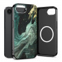 Funda Tech-Protect Lamano MagSafe para Apple iPhone 16e / 17e, negra y verde (Verde Aura)