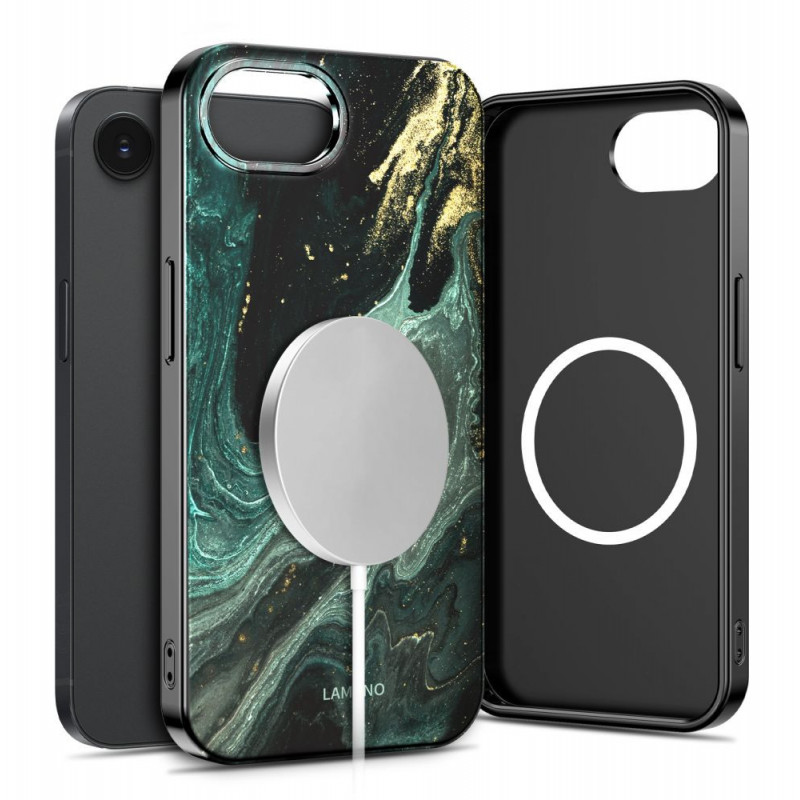 Funda Tech-Protect Lamano MagSafe para Apple iPhone 16e / 17e, negra y verde (Verde Aura)
