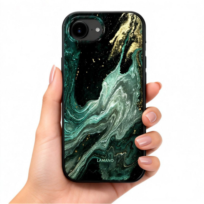 Funda Tech-Protect Lamano MagSafe para Apple iPhone 16e / 17e, negra y verde (Verde Aura)