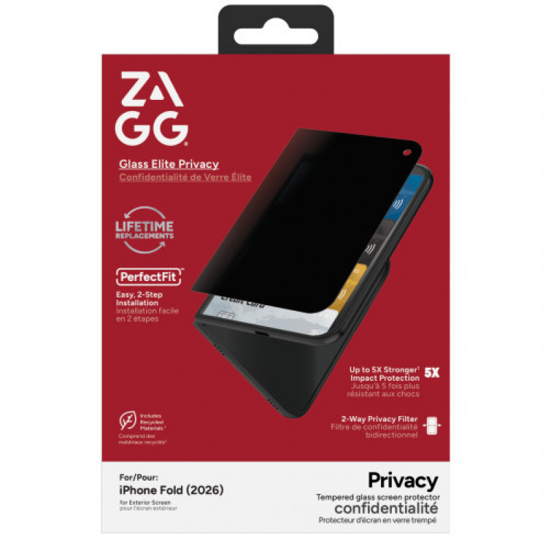 Protector de pantalla con privacidad ZAGG InvisibleShield Glass Elite Privacy para Apple iPhone Duo (pantalla externa) ZAG347