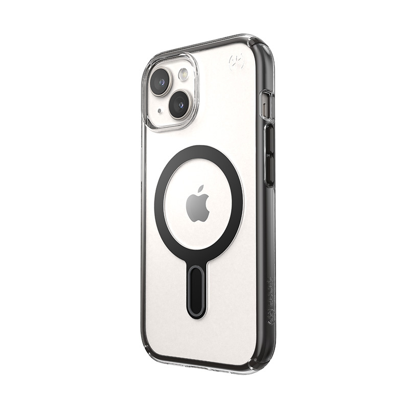Funda Speck Presidio Perfect-Clear ClickLock & MagSafe SPK526 para Apple iPhone 15 / 14 / 13, transparente / negro esmerilado / gris pizarra