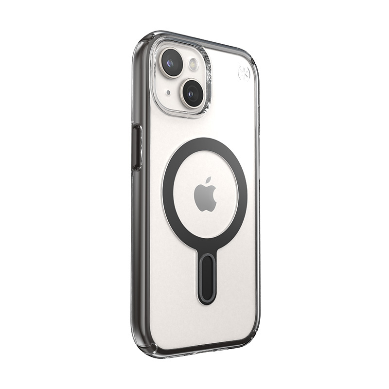Funda Speck Presidio Perfect-Clear ClickLock & MagSafe SPK526 para Apple iPhone 15 / 14 / 13, transparente / negro esmerilado / gris pizarra