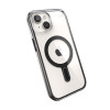 Funda Speck Presidio Perfect-Clear ClickLock & MagSafe SPK526 para Apple iPhone 15 / 14 / 13, transparente / negro esmerilado / gris pizarra