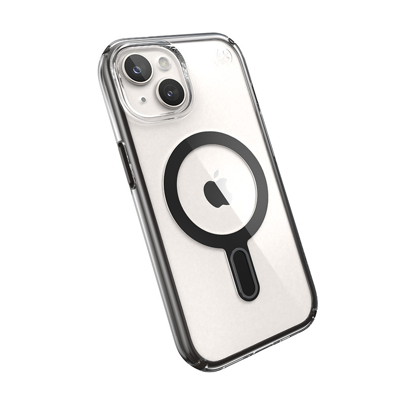 Funda Speck Presidio Perfect-Clear ClickLock & MagSafe SPK526 para Apple iPhone 15 / 14 / 13, transparente / negro esmerilado / gris pizarra