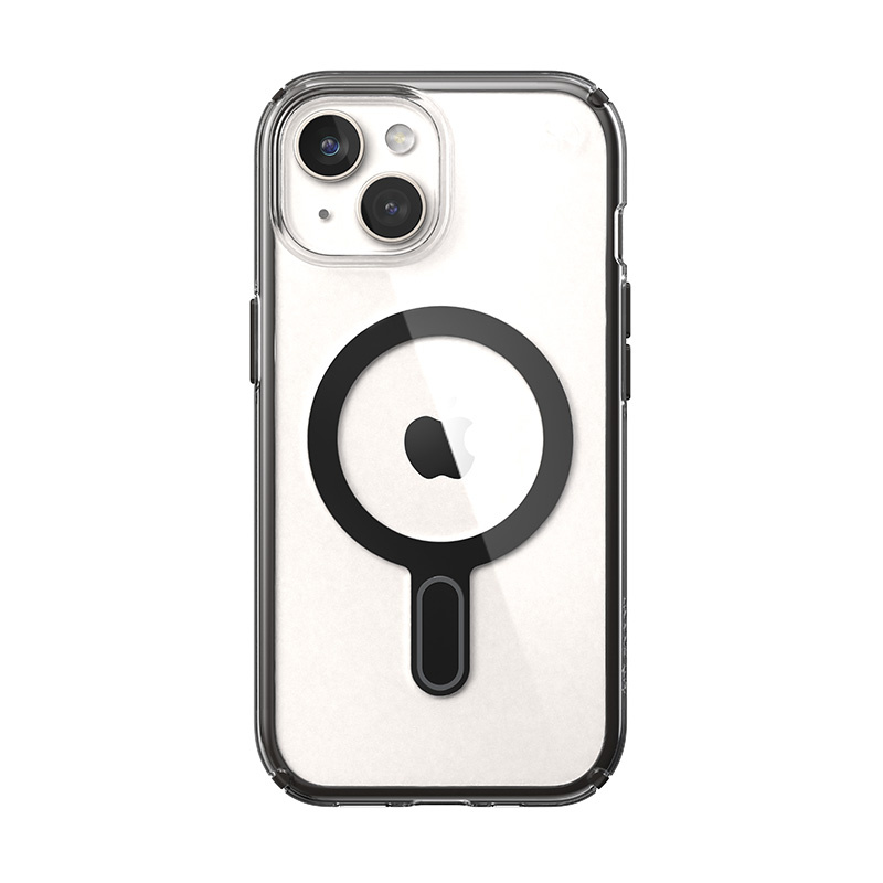 Funda Speck Presidio Perfect-Clear ClickLock & MagSafe SPK526 para Apple iPhone 15 / 14 / 13, transparente / negro esmerilado / gris pizarra