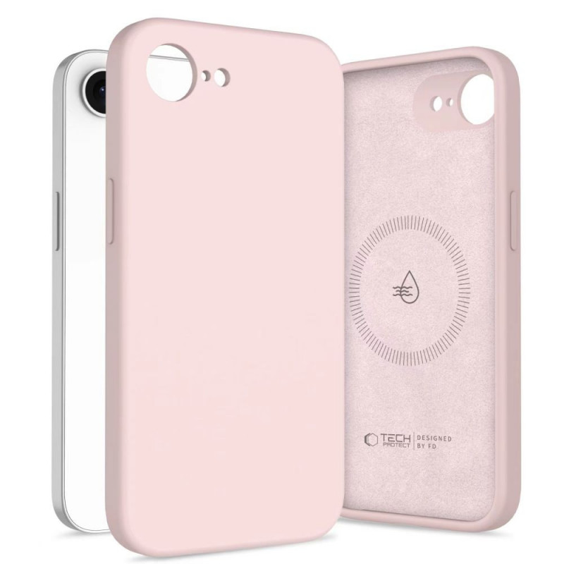 Funda Tech-Protect Silicone MagSafe para Apple iPhone 16e / 17e, rosa perla